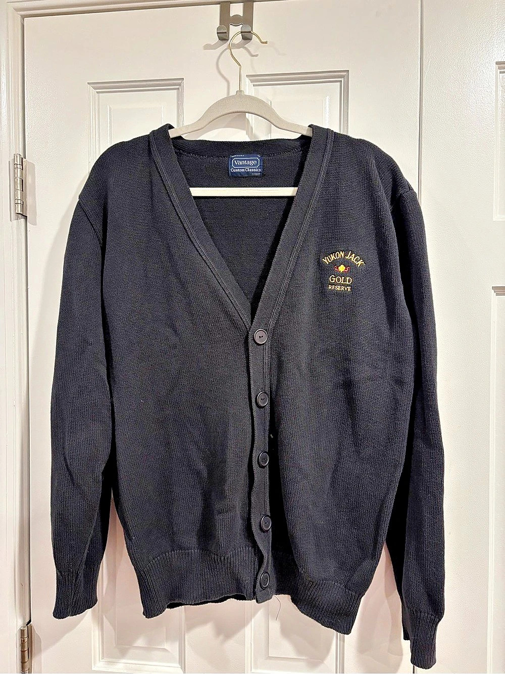Vantage Men's Cotton Cardigan Size Large Yukon Jack Gold Reserve